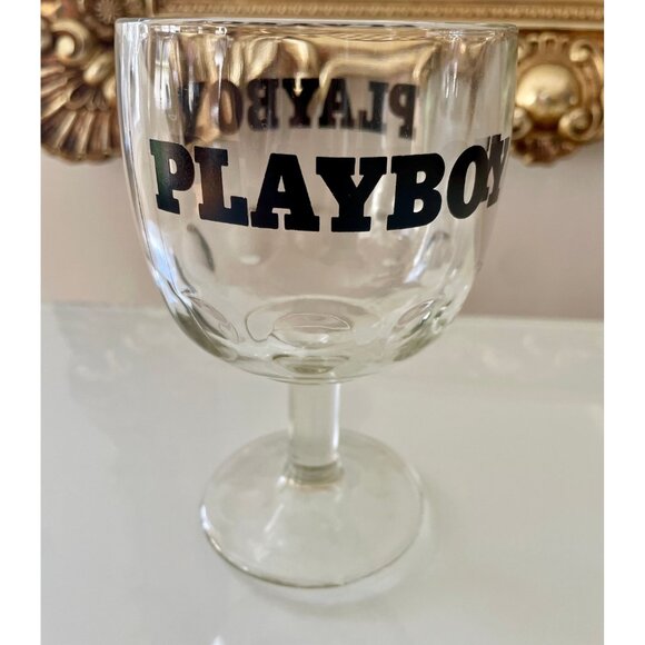 Vintage Beer Glass, PLAYBOY 1970s Beer Goblet, Beer Glass, Dimpled Glass - Picture 2 of 10